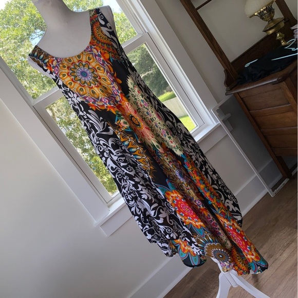 7 Island // Beach Party Dress 100% Rayon Sleeveless multi-patterned - Picture 4 of 10